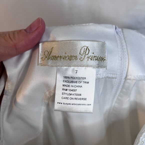 American Princess Christening Flower Girl Formal Dress Jacket Veil SET Size 7 - Picture 12 of 14